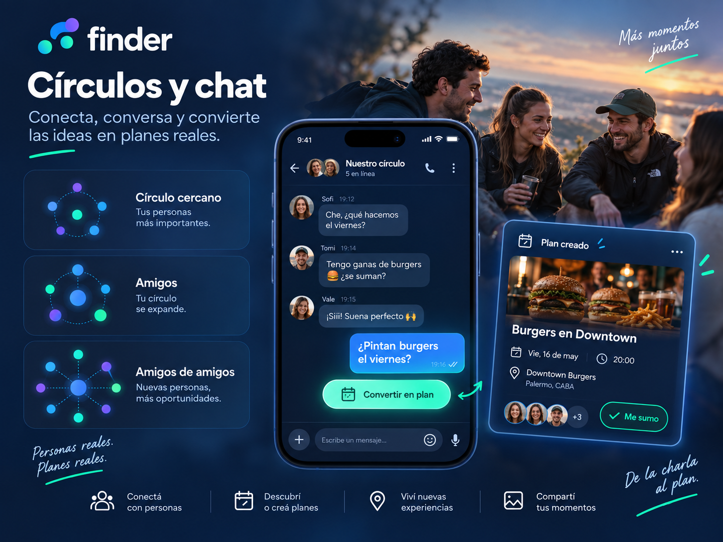 Círculos y chat de Finder
